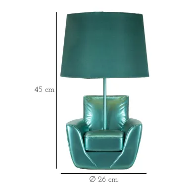 LAMPA NOCNA MIDCENTURY TURKUSOWA Ø 26X43 cm
